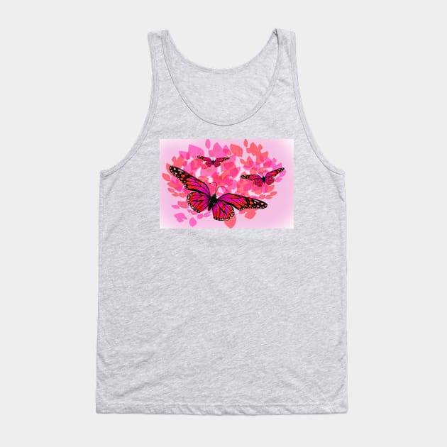 Red Butterflies Tank Top by KirtTisdale